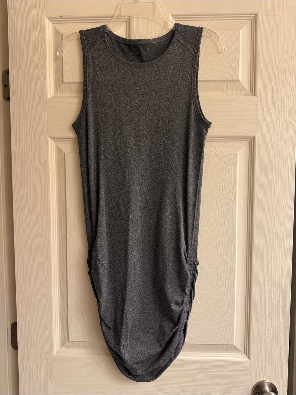 Lululemon In The Flow Size 4 Heathered Gray Sleeveless Ruched Athletic Dress